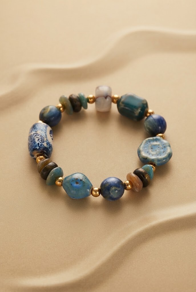 Grossista WEC Bijoux - Bracciale con Perle in Ceramica e Acciaio Inossidabile