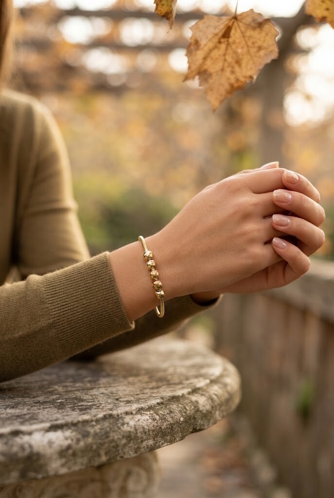 Mayorista WEC Bijoux - Pulsera de cadena de serpiente con cuentas doradas lisas en acero inoxidable