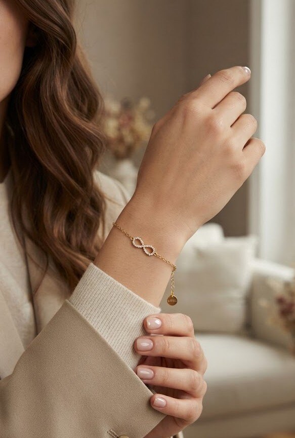Grossiste WEC Bijoux - Bracelet Finesse & Infini en Acier Inoxydable – Strass