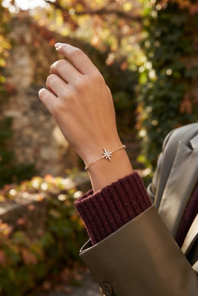 Wholesaler WEC Bijoux - Star Chain Bracelet in Stainless Steel & Zirconia