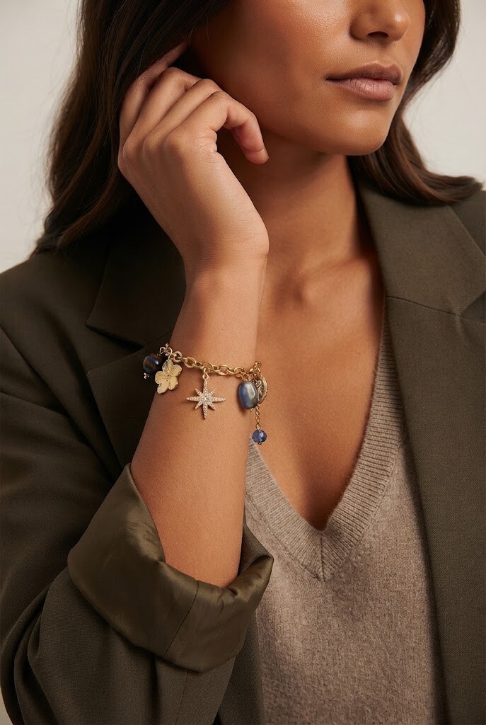 Grossista WEC Bijoux - Bracciale astrale e charms celesti — Acciaio inossidabile dorato