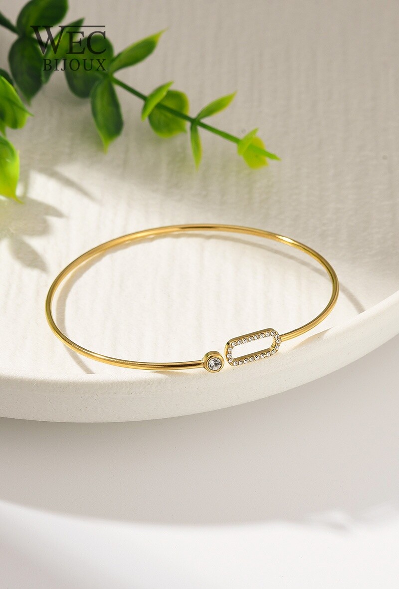 Grossista WEC BIJOUX - Bracciale in acciaio inossidabile con strass
