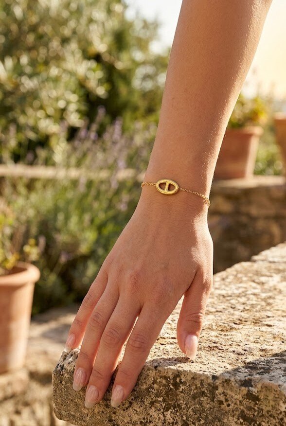 Grossiste WEC Bijoux - Bracelet Grain de Café en Acier Inoxydable Doré