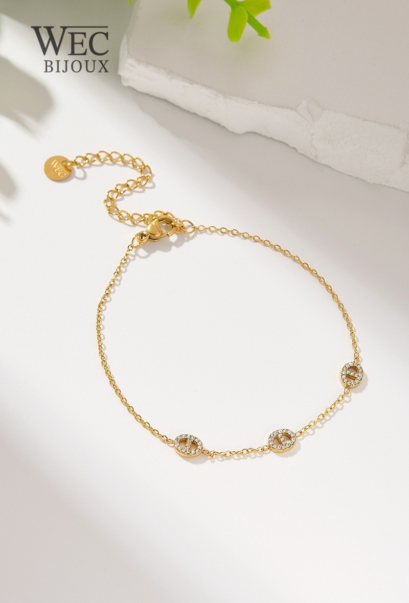 Grossista WEC - Bracciale in acciaio inossidabile con strass