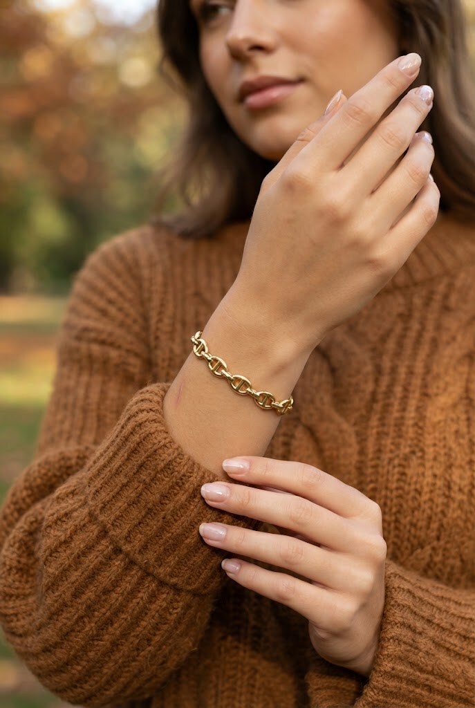 Großhändler WEC Bijoux - Edelstahlarmband mit Kaffeebohnen-Gliederkette
