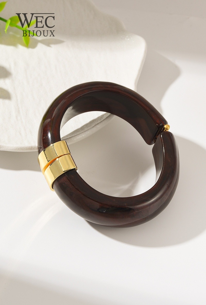 Mayorista WEC Bijoux - Brazalete abierto de resina y acero inoxidable