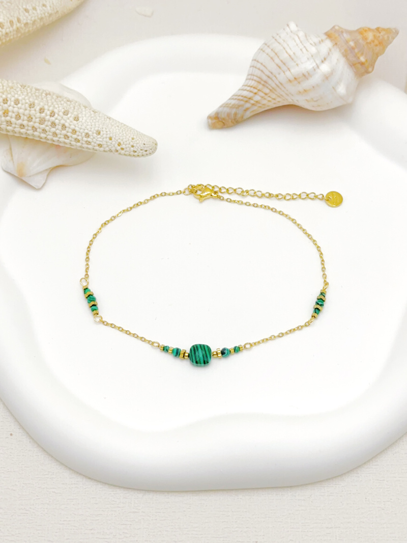 Großhändler WEC BIJOUX - Knöchelkette aus Edelstahl, Stein