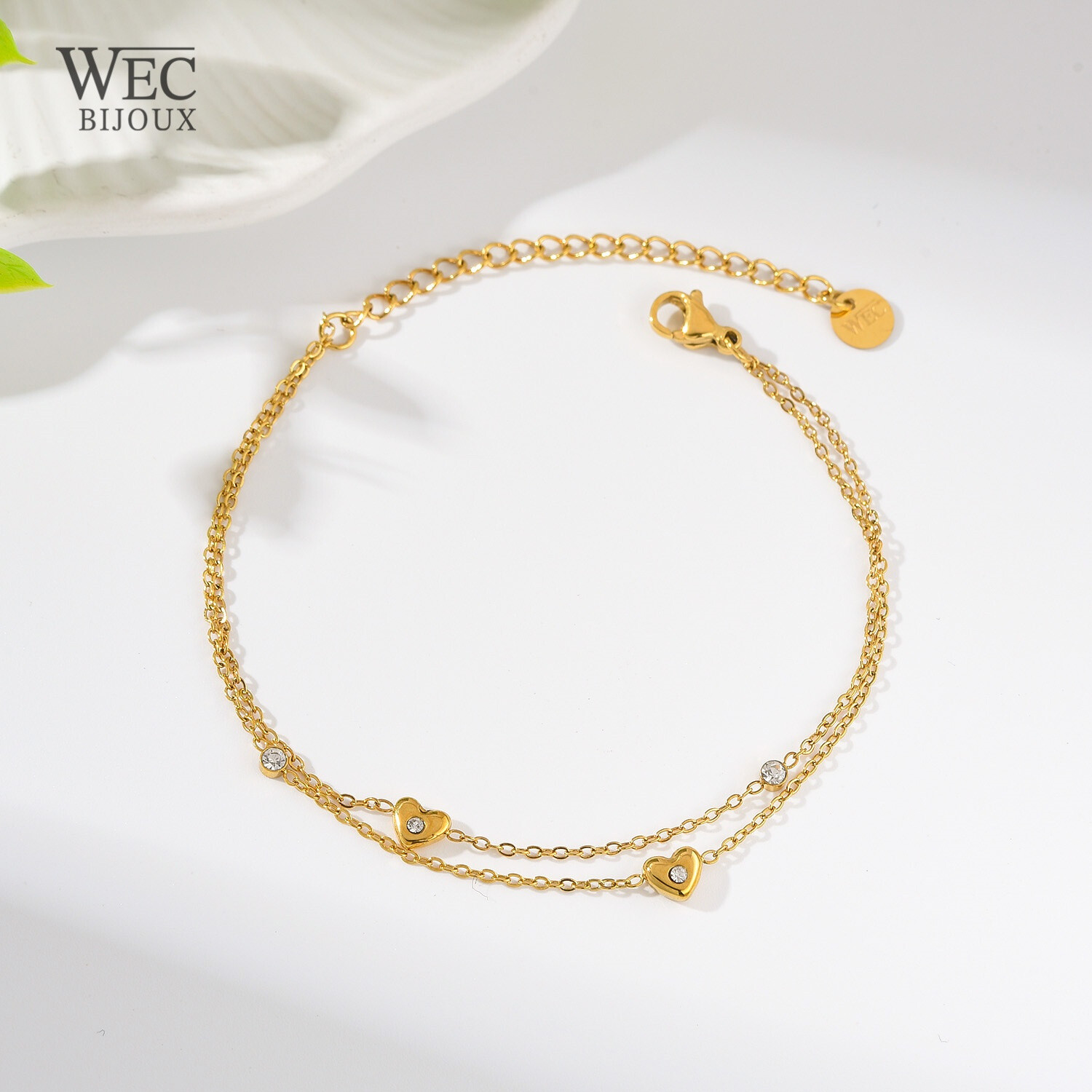 Grossista WEC Bijoux - Catena di caviglia a doppia fila in acciaio inossidabile