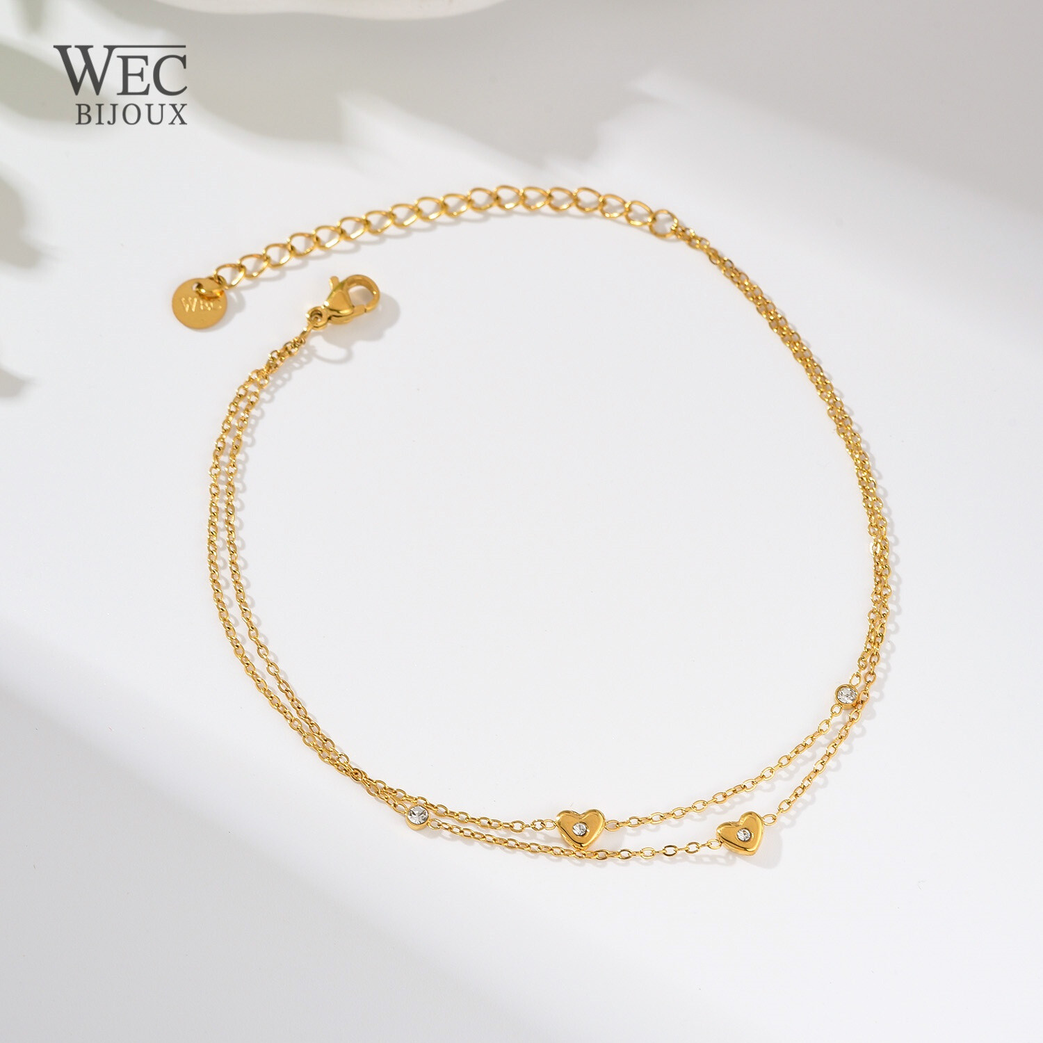 Wholesaler WEC Bijoux - Double ankle chain in stainless steel