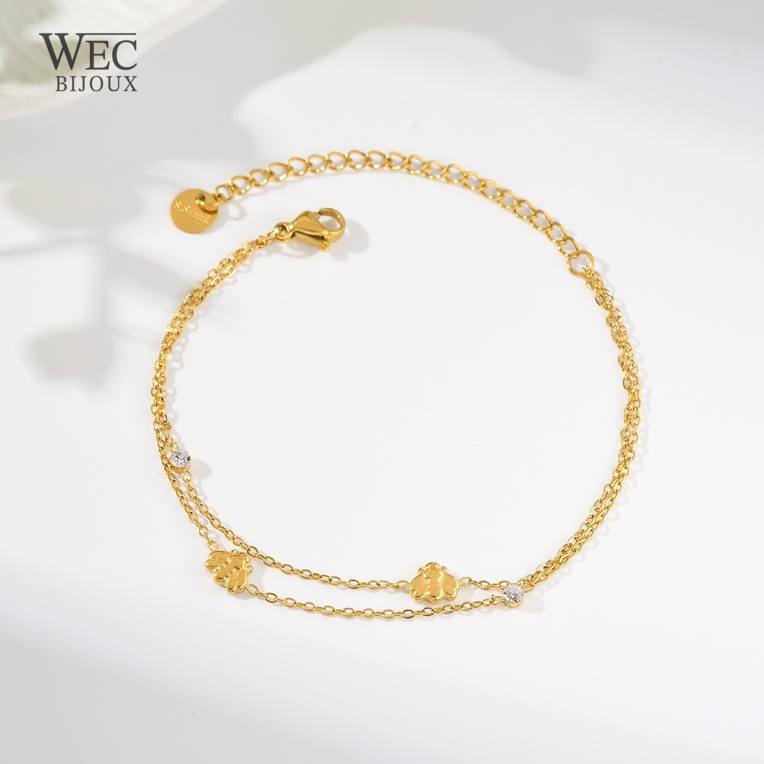 Grossista WEC Bijoux - Catena di caviglia a doppia fila in acciaio inossidabile