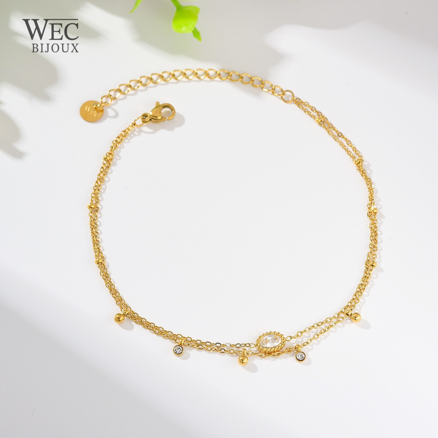 Wholesaler WEC Bijoux - Double ankle chain in stainless steel