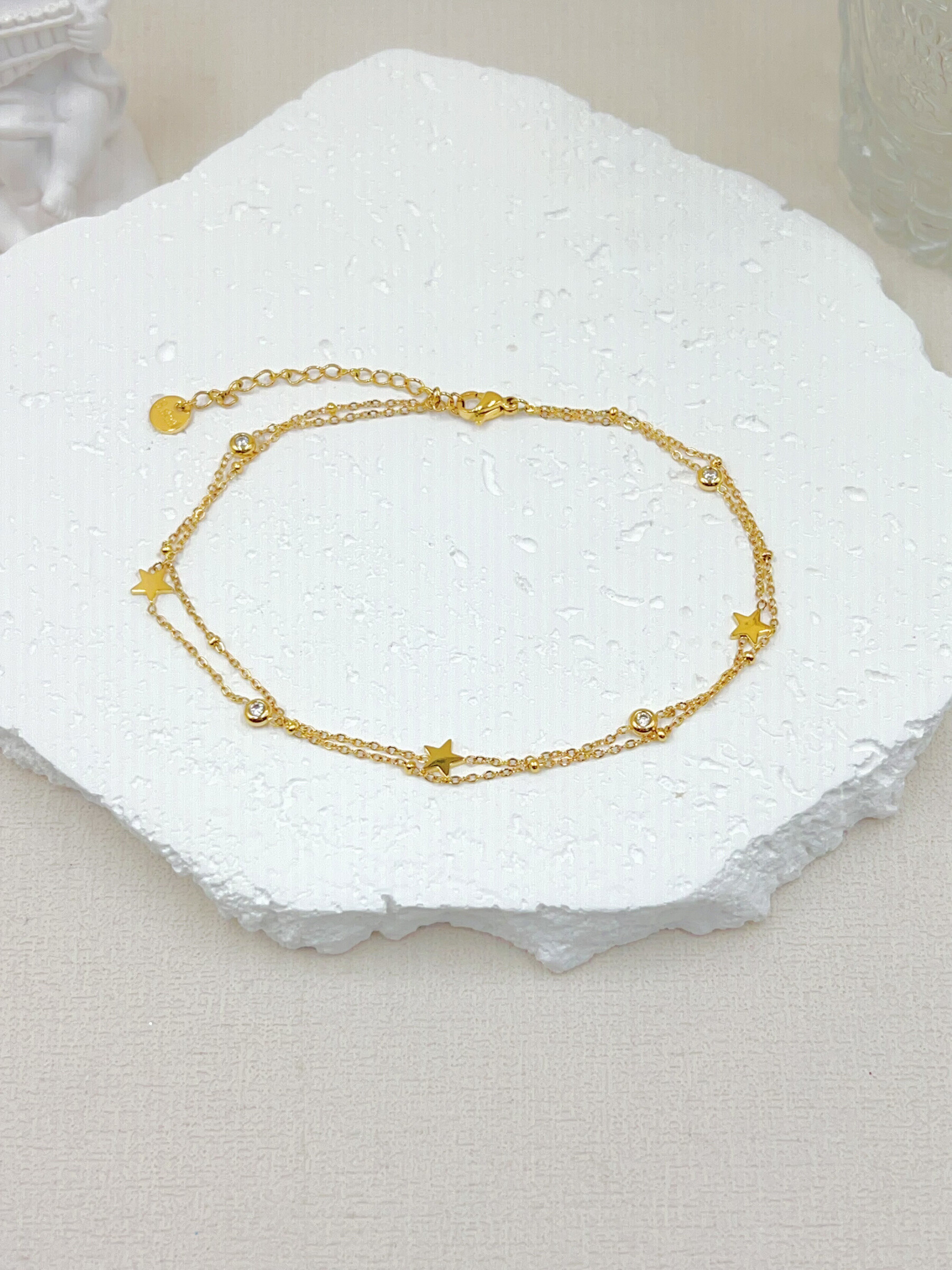 Mayorista WEC Bijoux - Cadena de tobillo de doble fila en acero inoxidable
