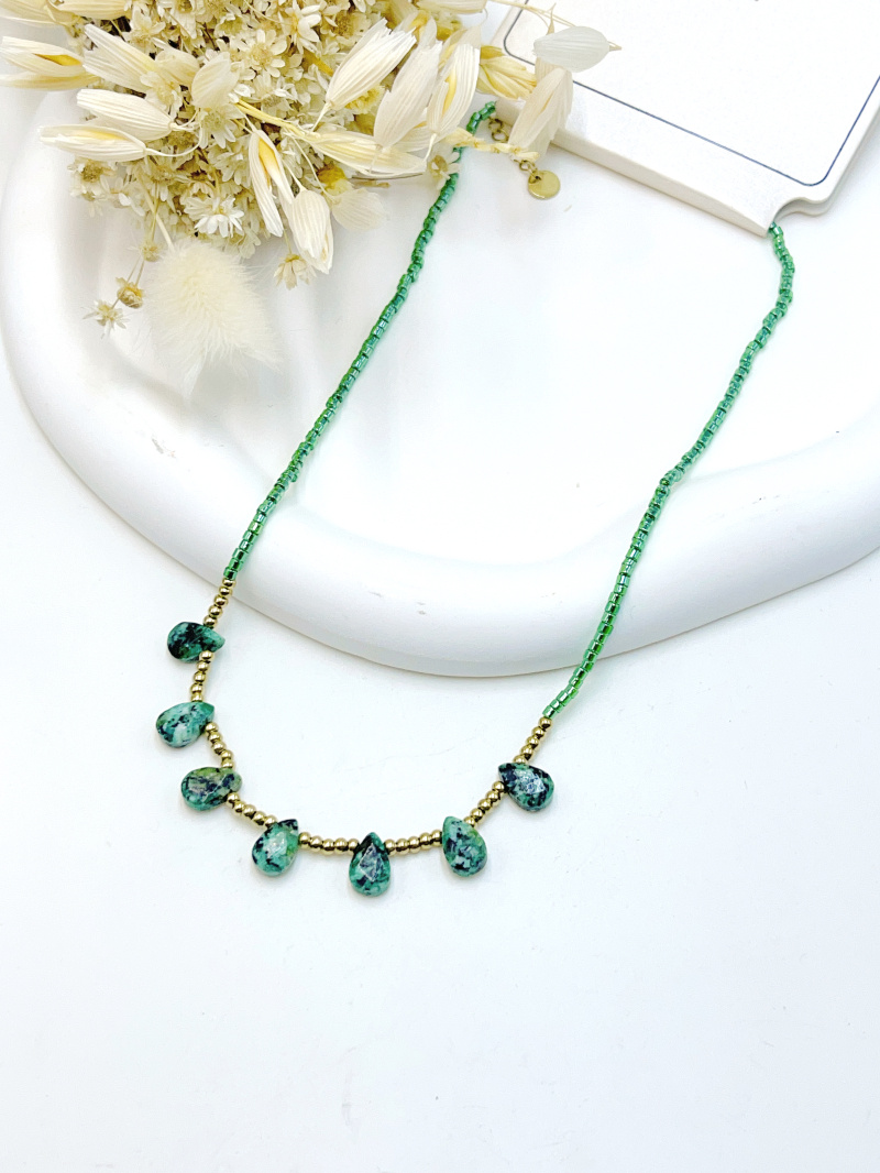 Mayorista WEC Bijoux - COLLAR ACERO INOXIDABLE + PIEDRA