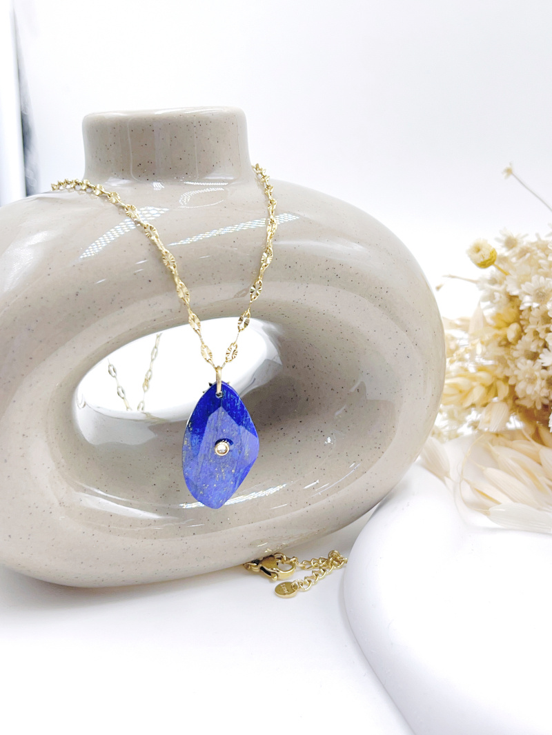 Mayorista WEC Bijoux - COLLAR ACERO + PIEDRA NATURAL
