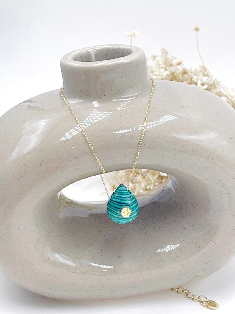 Mayorista WEC Bijoux - COLLAR ACERO + PIEDRA NATURAL