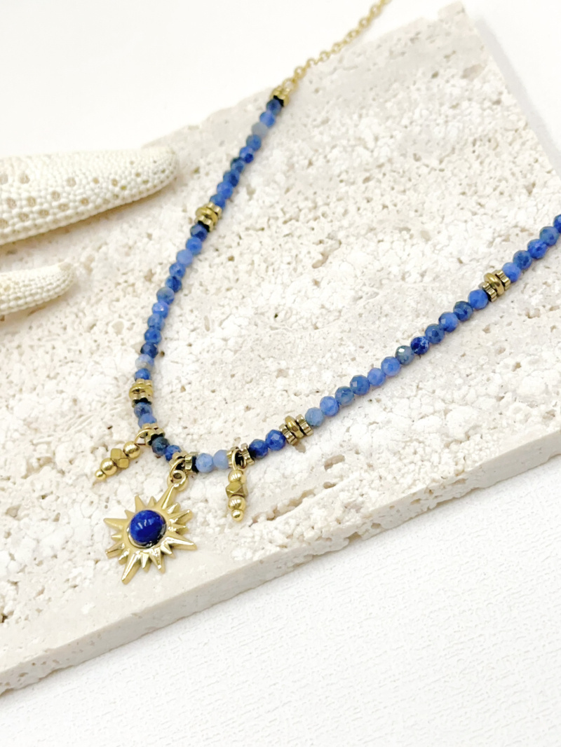 Grossiste WEC Bijoux - COLLIER EN ACIER INOXYDABLE AVEC PIERRE NATURELLE