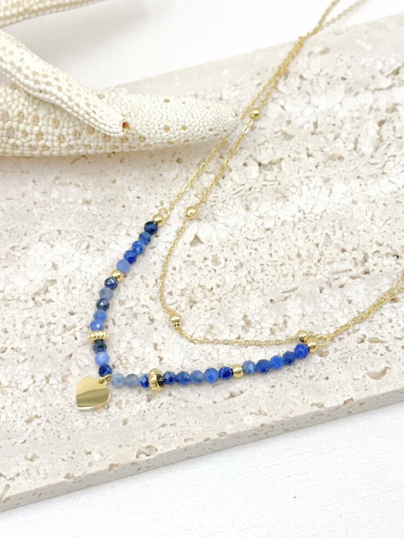 Grossista WEC BIJOUX - COLLANA DOPPIA IN ACCIAIO INOX CON PIETRA NATURALE