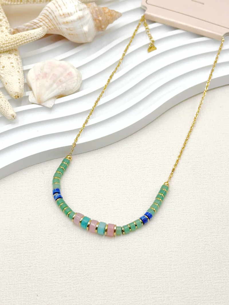 Mayorista WEC Bijoux - COLLAR DE ACERO INOXIDABLE CON PIEDRA NATURAL