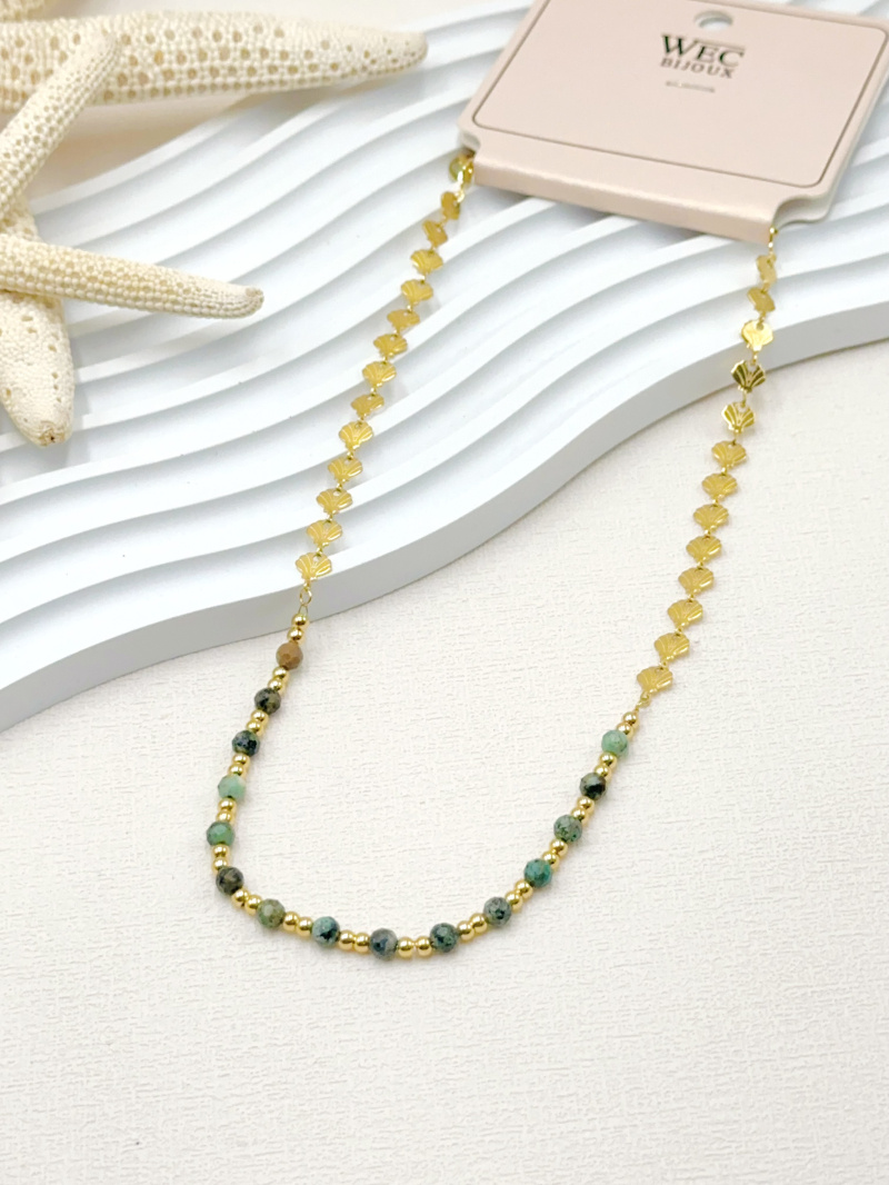 Mayorista WEC Bijoux - COLLAR DE ACERO INOXIDABLE CON PIEDRA NATURAL