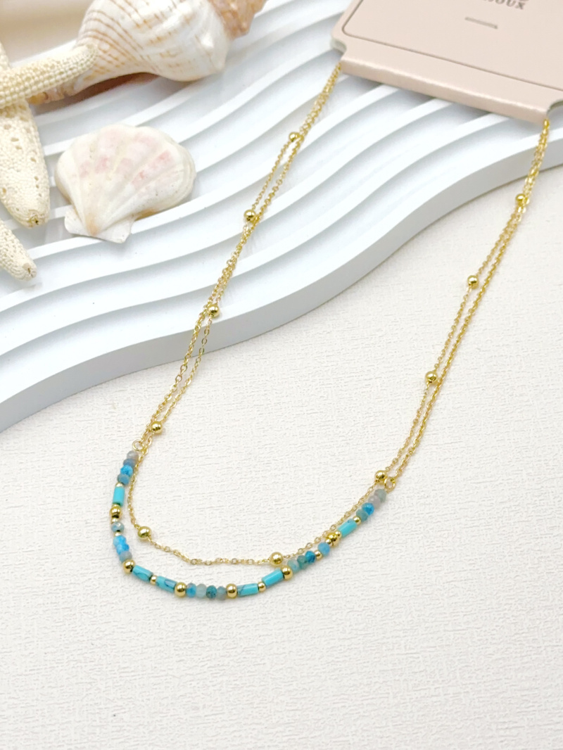Mayorista WEC Bijoux - COLLAR DE ACERO INOXIDABLE CON PIEDRA NATURAL