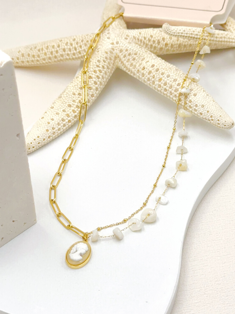 Mayorista WEC Bijoux - COLLAR ACERO + PIEDRA
