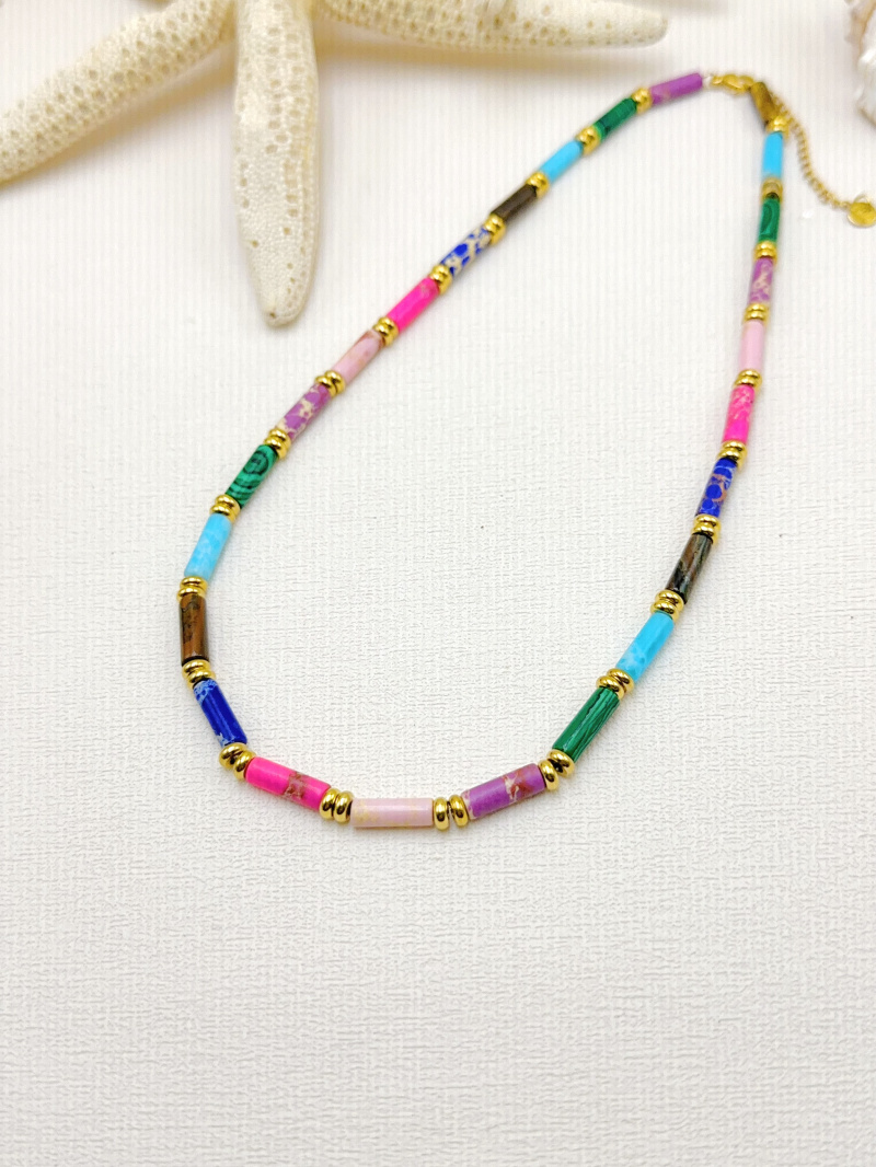 Mayorista WEC Bijoux - COLLAR DE ACERO INOXIDABLE, PIEDRA