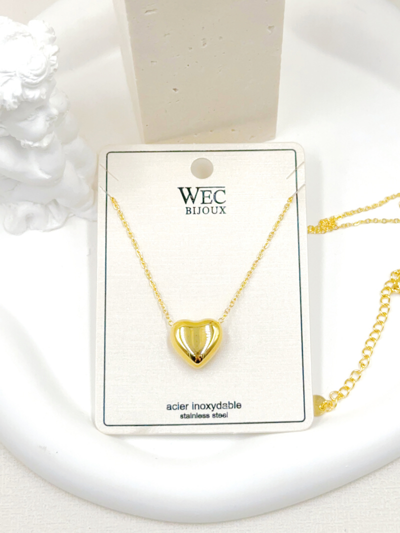 Mayorista WEC Bijoux - COLLAR CORAZÓN DE ACERO INOXIDABLE