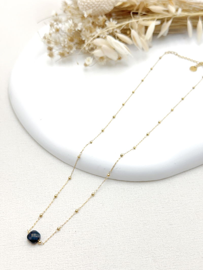 Wholesaler WEC Bijoux - STAINLESS STEEL + STONE NECKLACE
