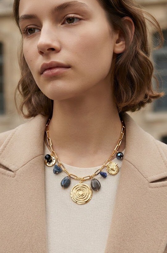 Grossista WEC Bijoux - Collana con nappine stile boho chic — Acciaio inossidabile dorato