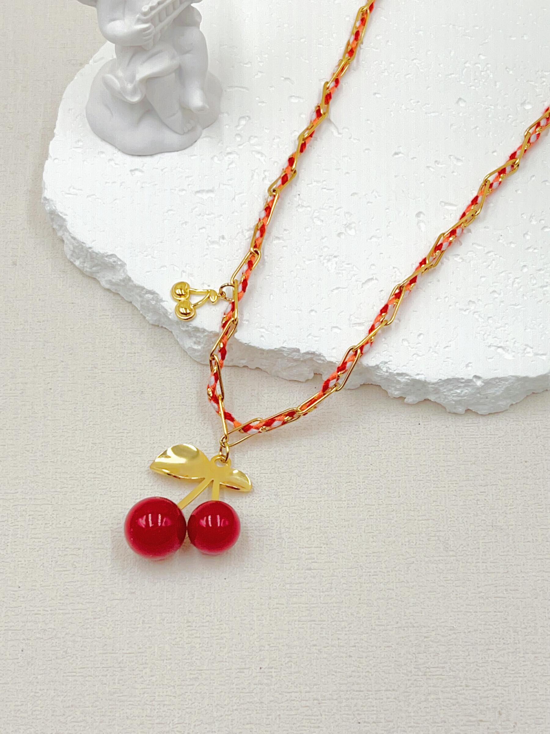 Grossiste WEC Bijoux - COLLIER CERISE EN ACIER  INOXYDABLE