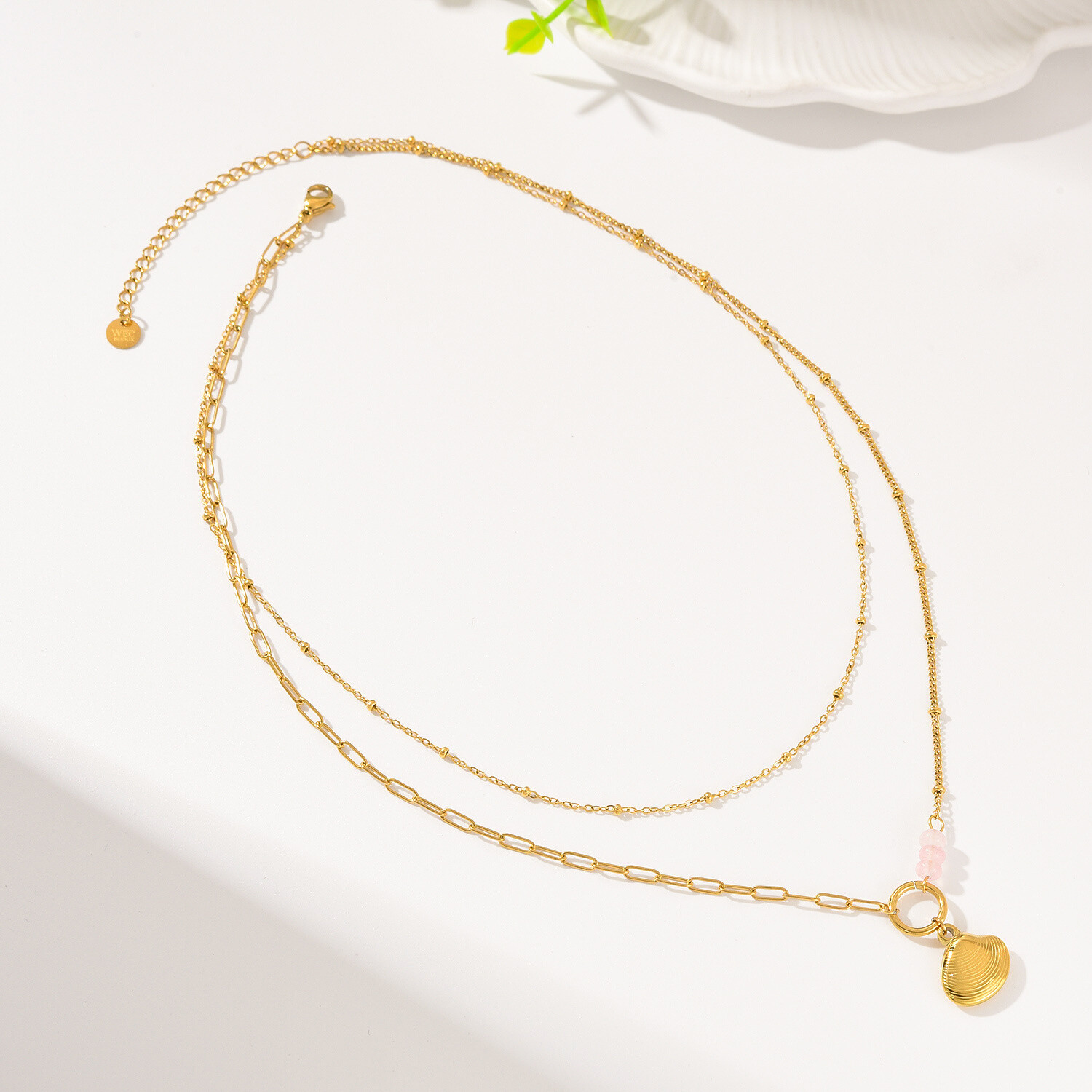 Grossiste WEC Bijoux - COLLIER  DOUBLE CHAINE EN ACIER INOXYDABLE