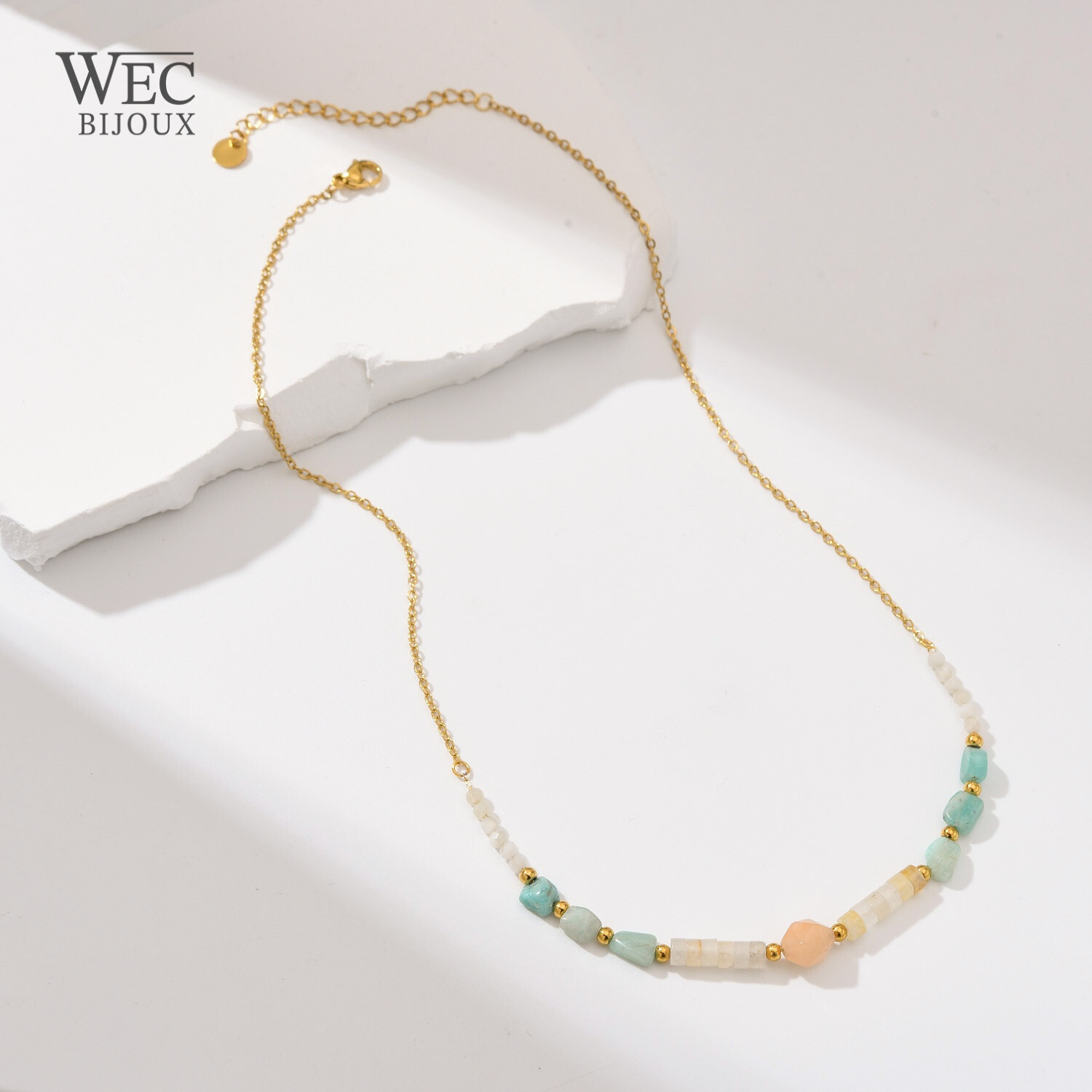Grossiste WEC Bijoux - COLLIER EN ACIER INOXYDABLE,PIERRE