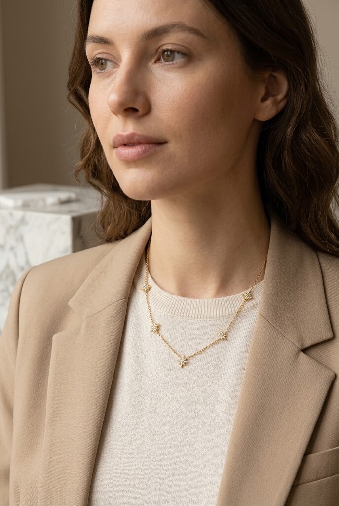 Wholesaler WEC Bijoux - Stainless steel necklace with rhinestones