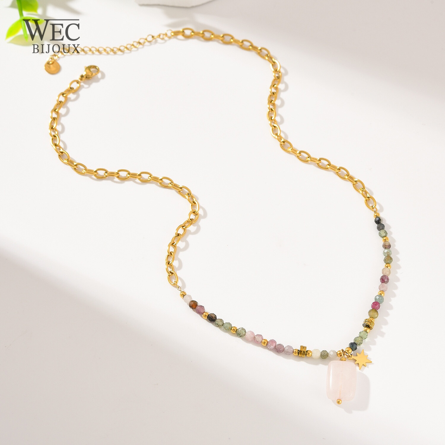 Grossiste WEC Bijoux - COLLIER EN ACIER INOXYDABLE,PIERRE