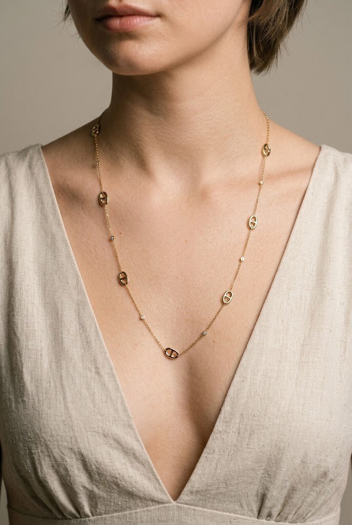 Grossiste WEC Bijoux - Sautoir Intemporel Maille Marine en Acier Inoxydable