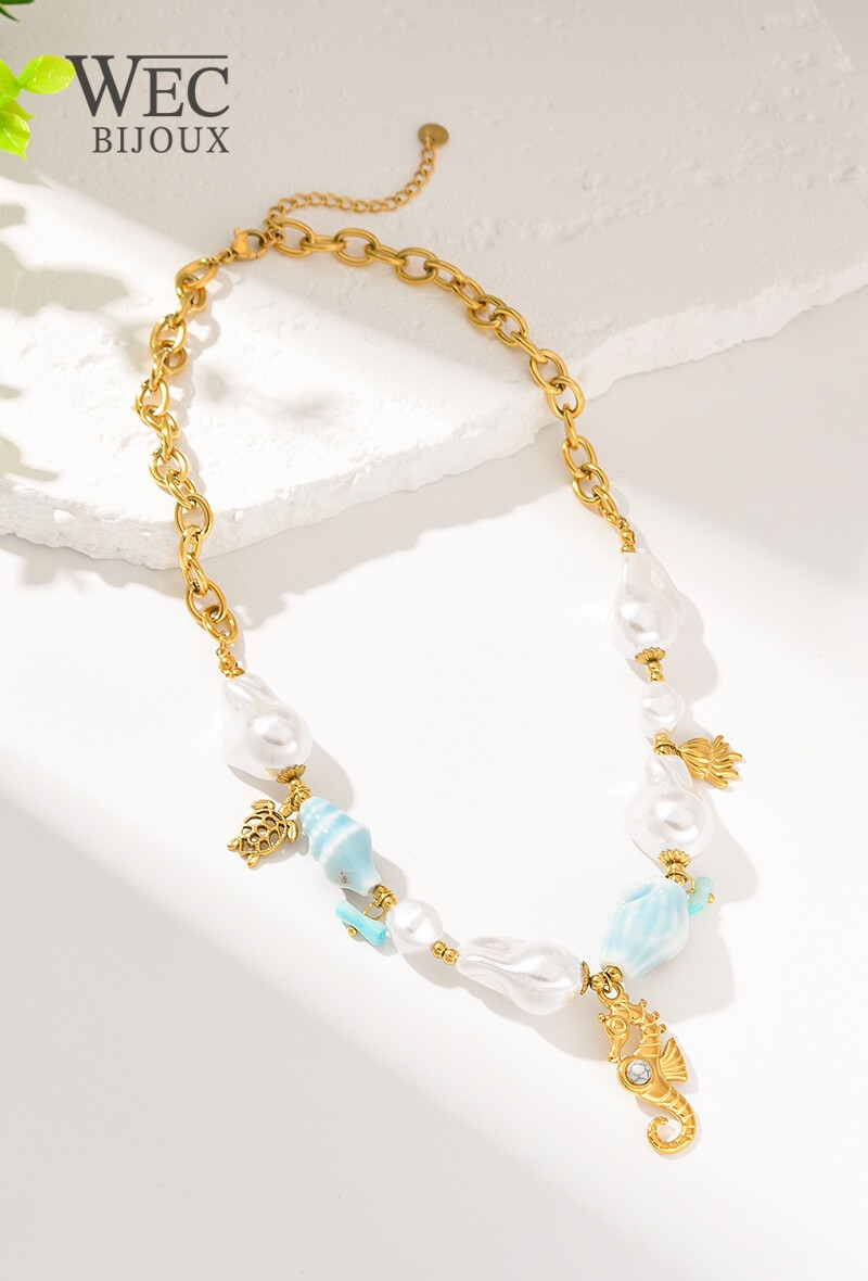 Wholesaler WEC Bijoux - STAINLESS STEEL NECKLACE, SEA AND SHELL