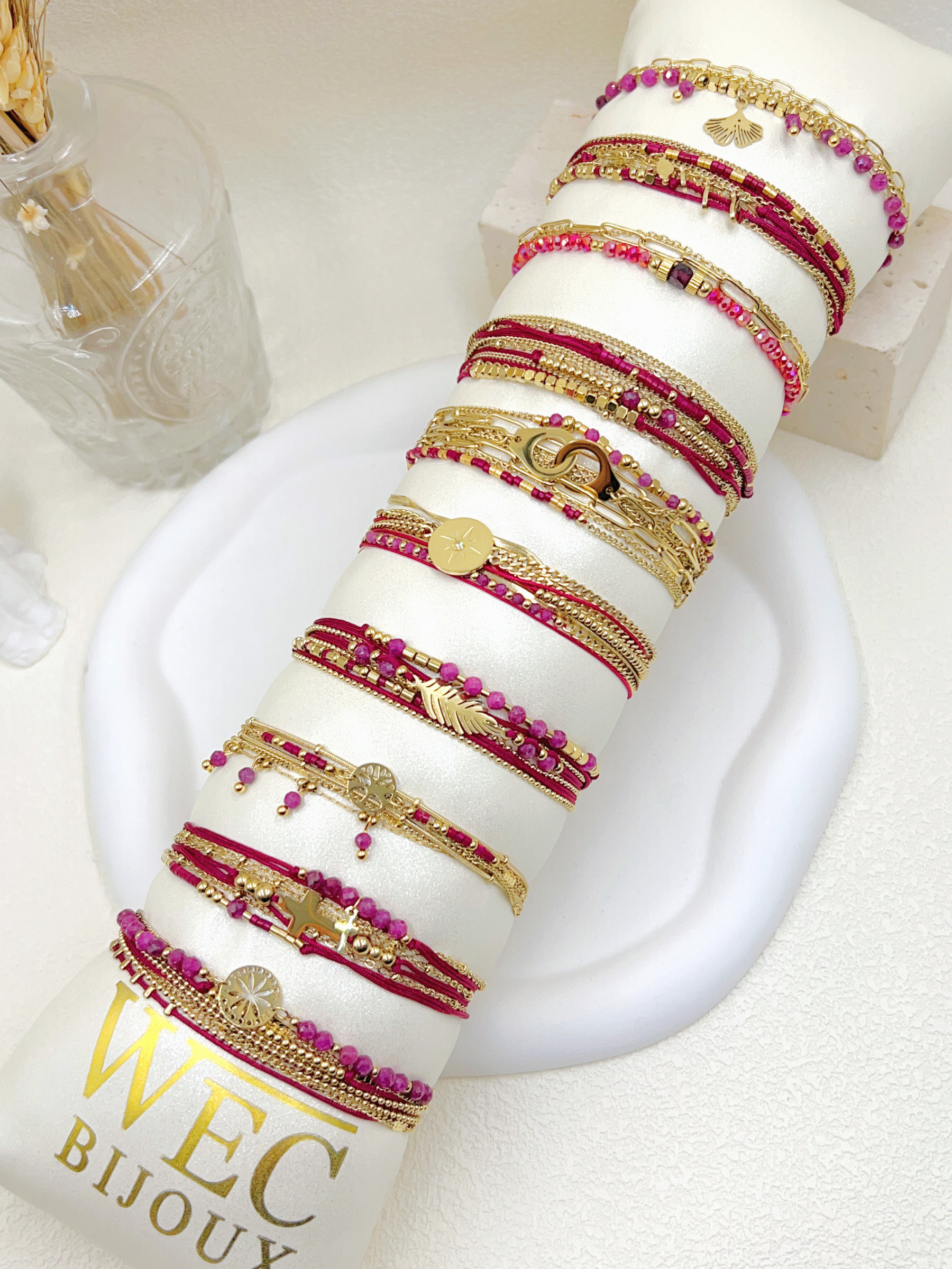 Grossiste WEC Bijoux - LOT DE 10 BRACELETS EN ACIER INOXYDABLE +BOUDIN
