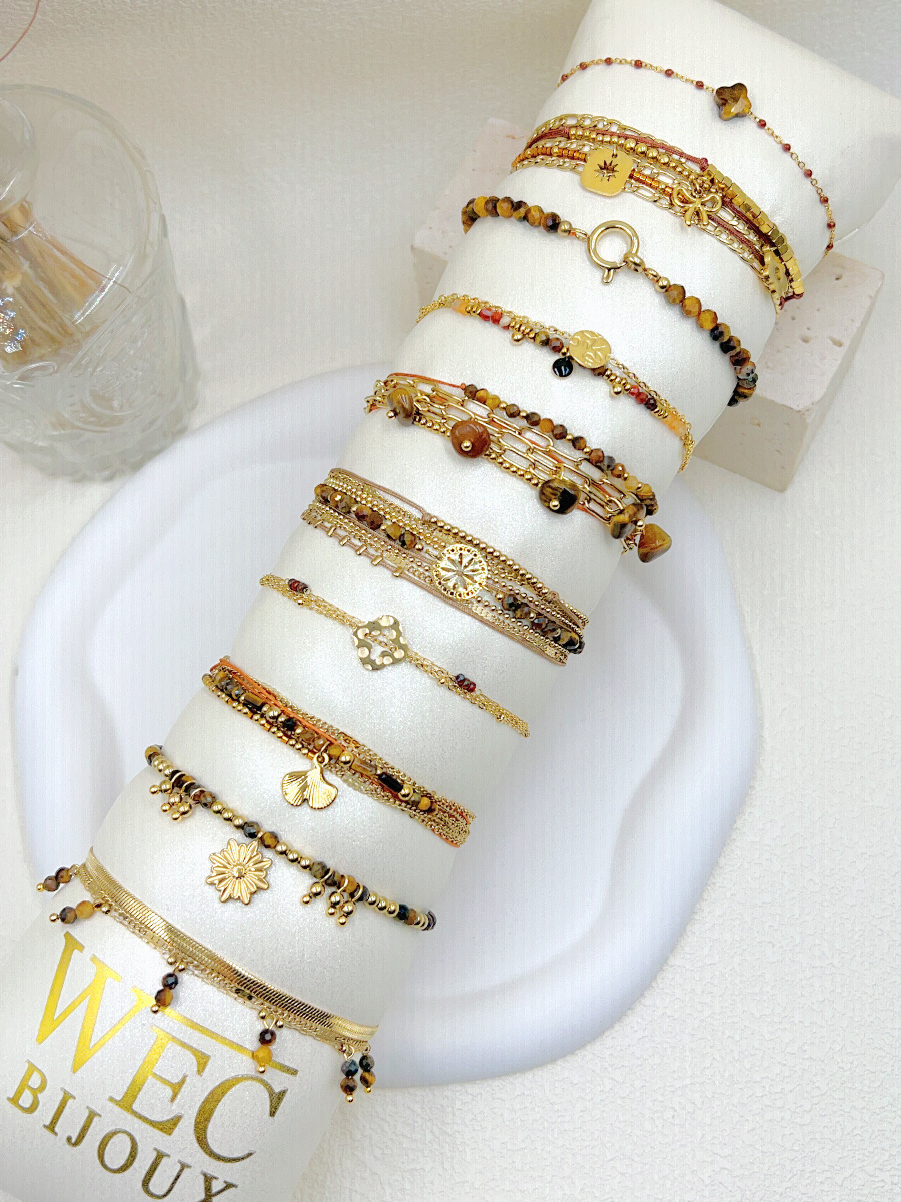 Grossiste WEC Bijoux - LOT DE 10 BRACELETS EN ACIER INOXYDABLE +BOUDIN