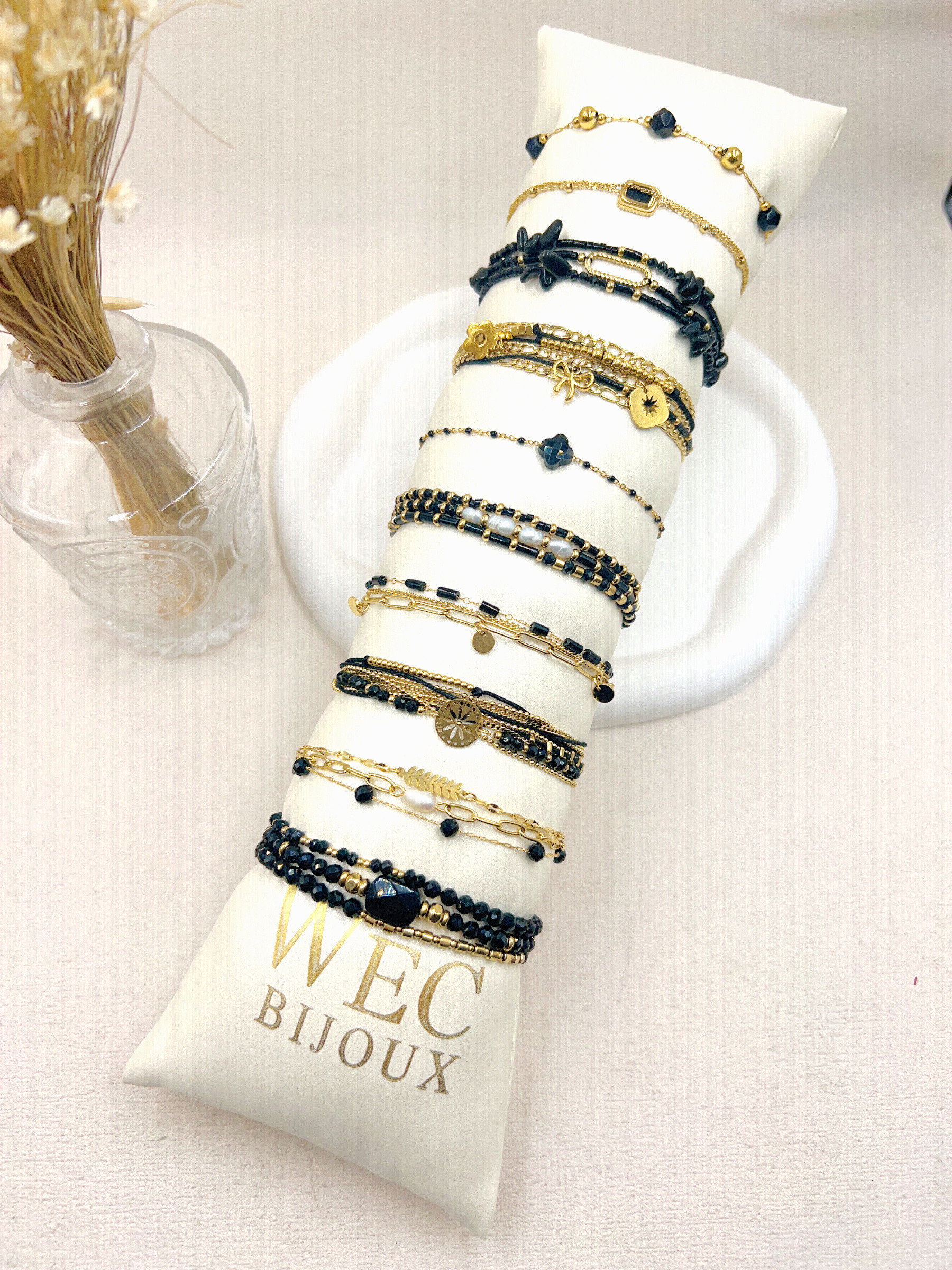Grossiste WEC Bijoux - LOT DE 10 BRACELETS EN ACIER INOXYDABLE  +BOUDIN