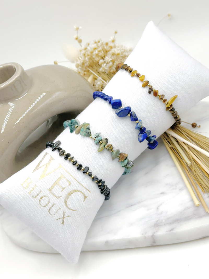 Grossiste WEC Bijoux - LOT DE 4 BRACELET EN ACIER + PIERRE AVEC BOUDIIN