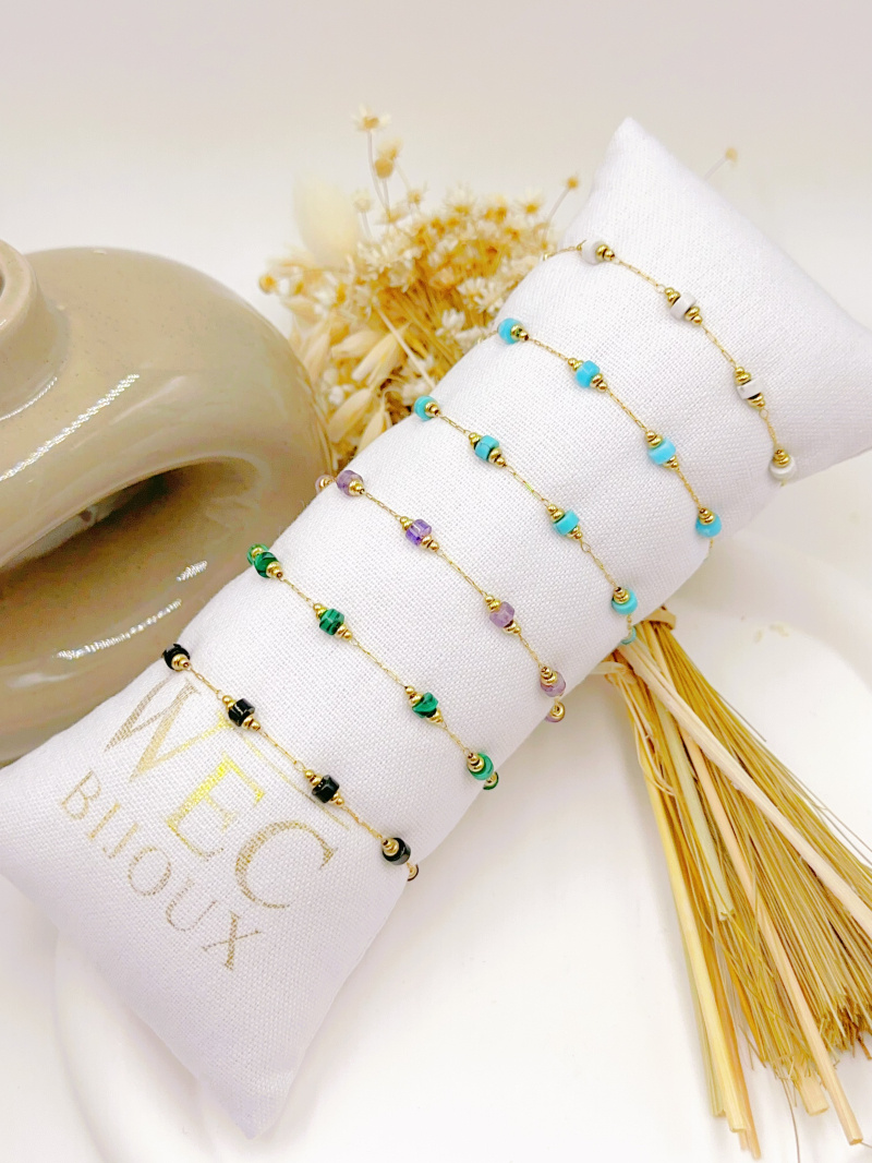 Grossiste WEC Bijoux - LOT DE 6 BRACELETS EN ACIER + BOUDIN