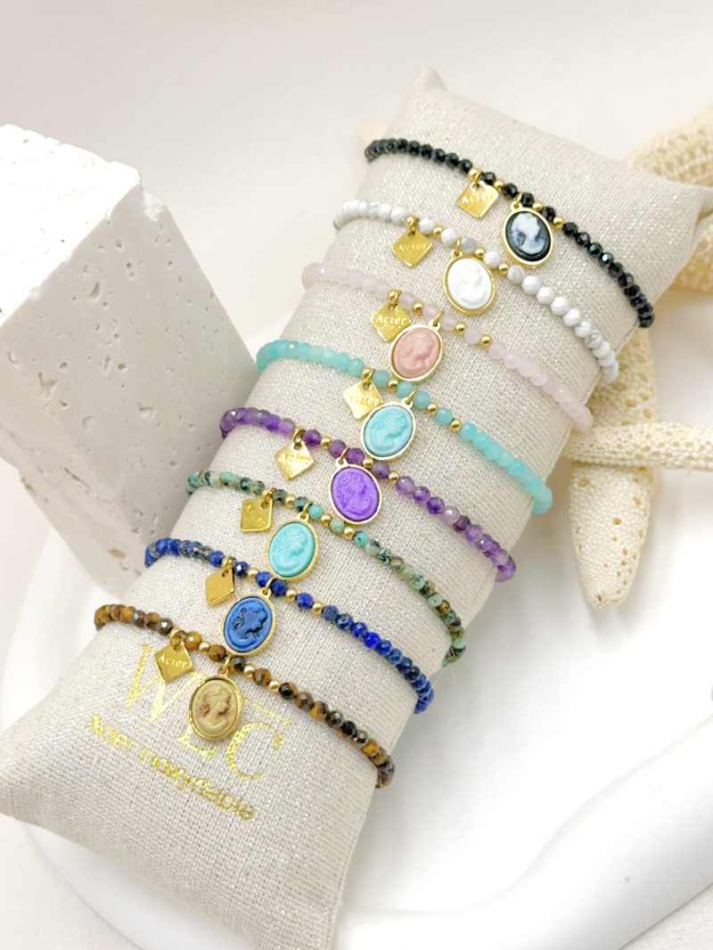 Grossiste WEC Bijoux - LOT DE 8 BRACELETS ELASTIQUE EN ACIER INOXYDABLE