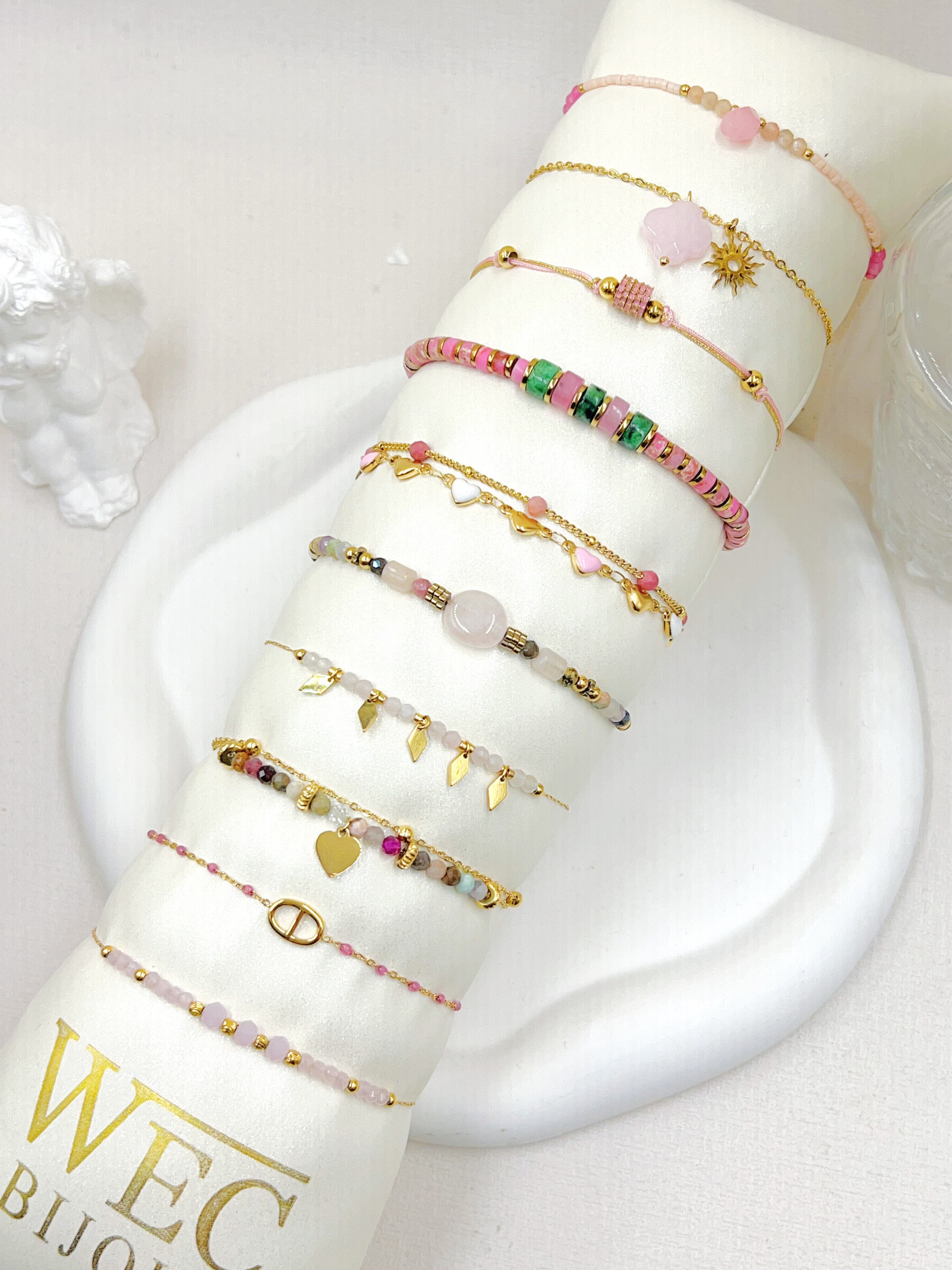 Großhändler WEC BIJOUX - SET AUS 10 STAHLARMBÄNDERN + PUDDING