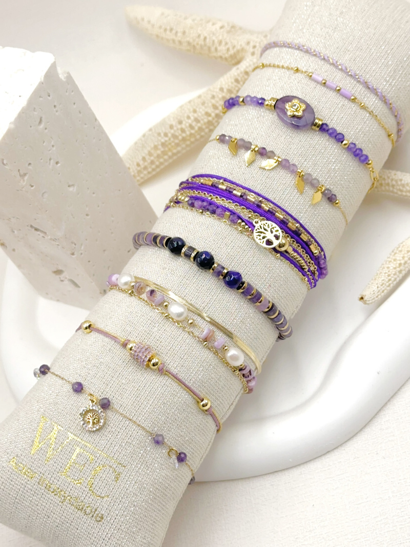Großhändler WEC Bijoux - SET AUS 8 STAHLARMBÄNDERN MIT STEIN + PUDDING