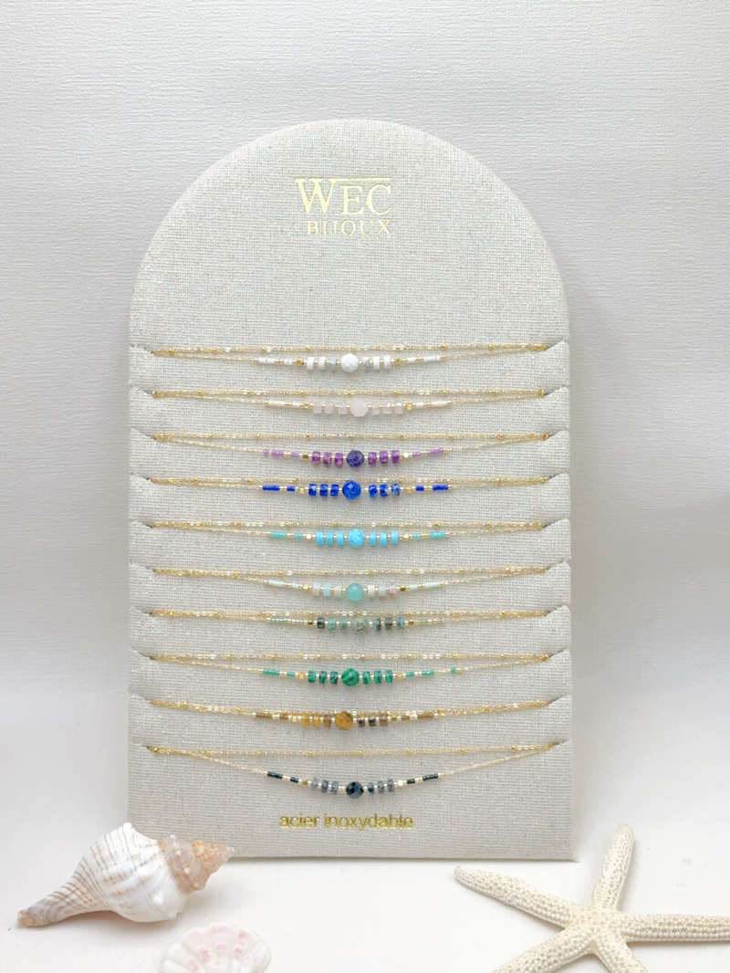 Mayorista WEC Bijoux - PACK DE 10 COLLARES DE ACERO INOXIDABLE CON DISPLAY