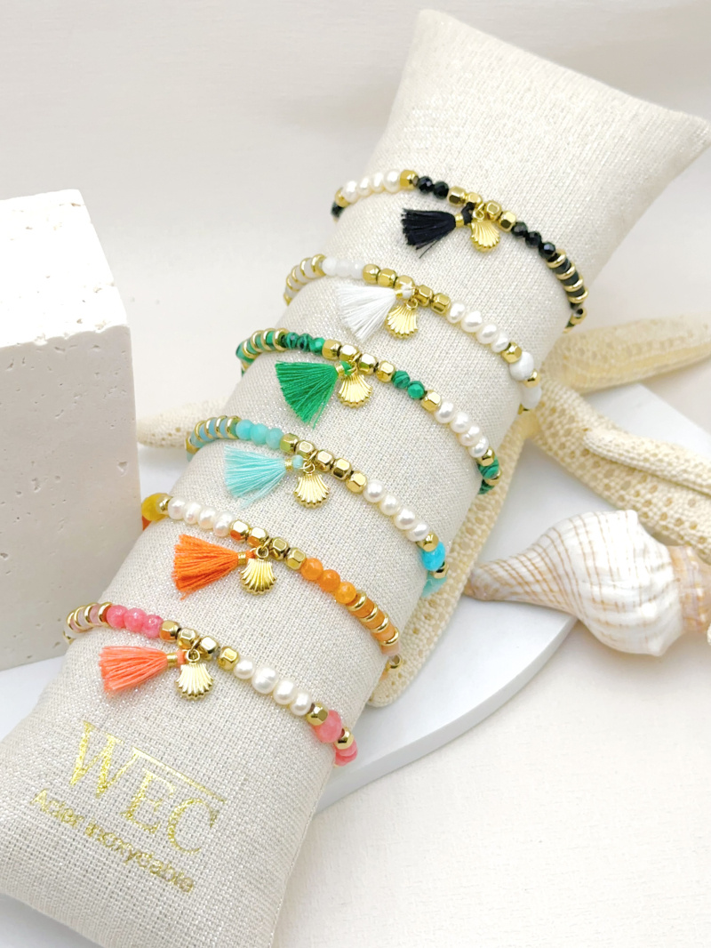Grossista WEC Bijoux - SET DI 6 BRACCIALI ELASTICI IN ACCIAIO INOXIDABILE + BOUDIN