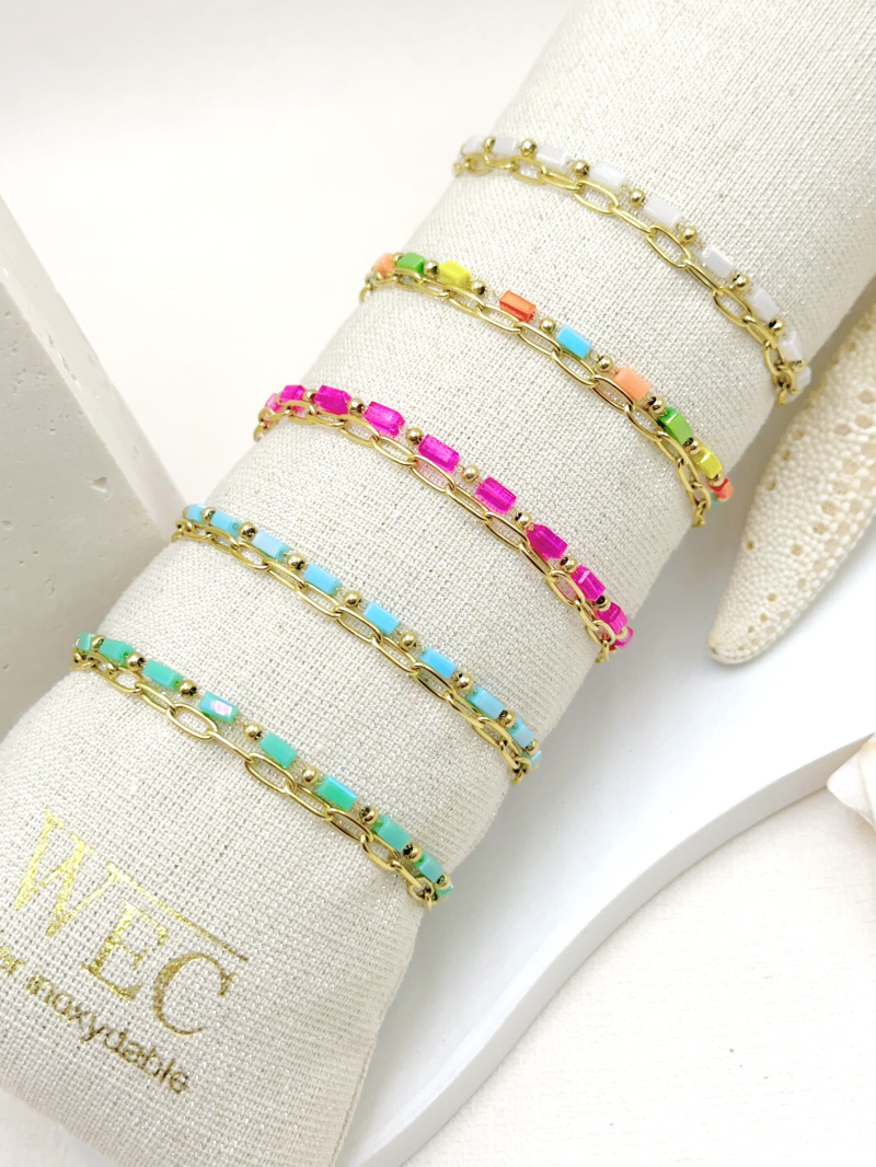 Grossista WEC Bijoux - LOT DI 5 BRACCIALI IN ACCIAIO INOX + BOUDIN
