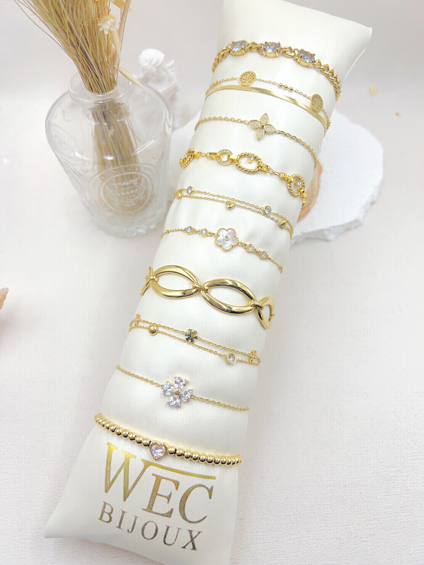 Grossista WEC Bijoux - LOT DI 10 BRACCIALI IN ACCIAIO INOX + BOUDIN