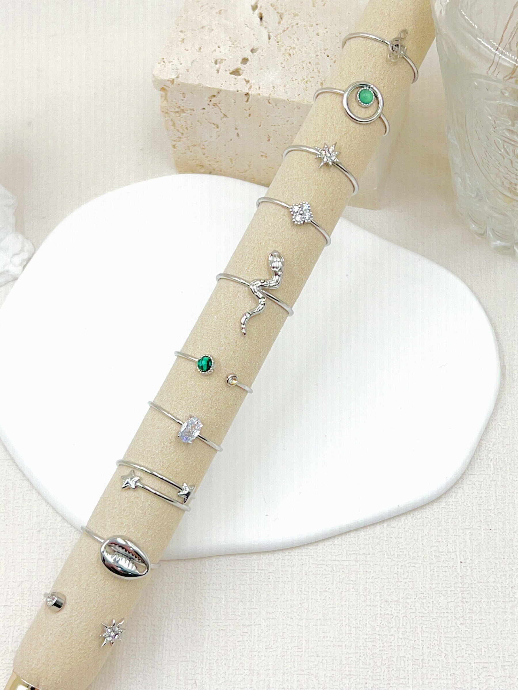 Mayorista WEC Bijoux - SET DE 10 ANILLOS ACERO INOXIDABLE+PALO
