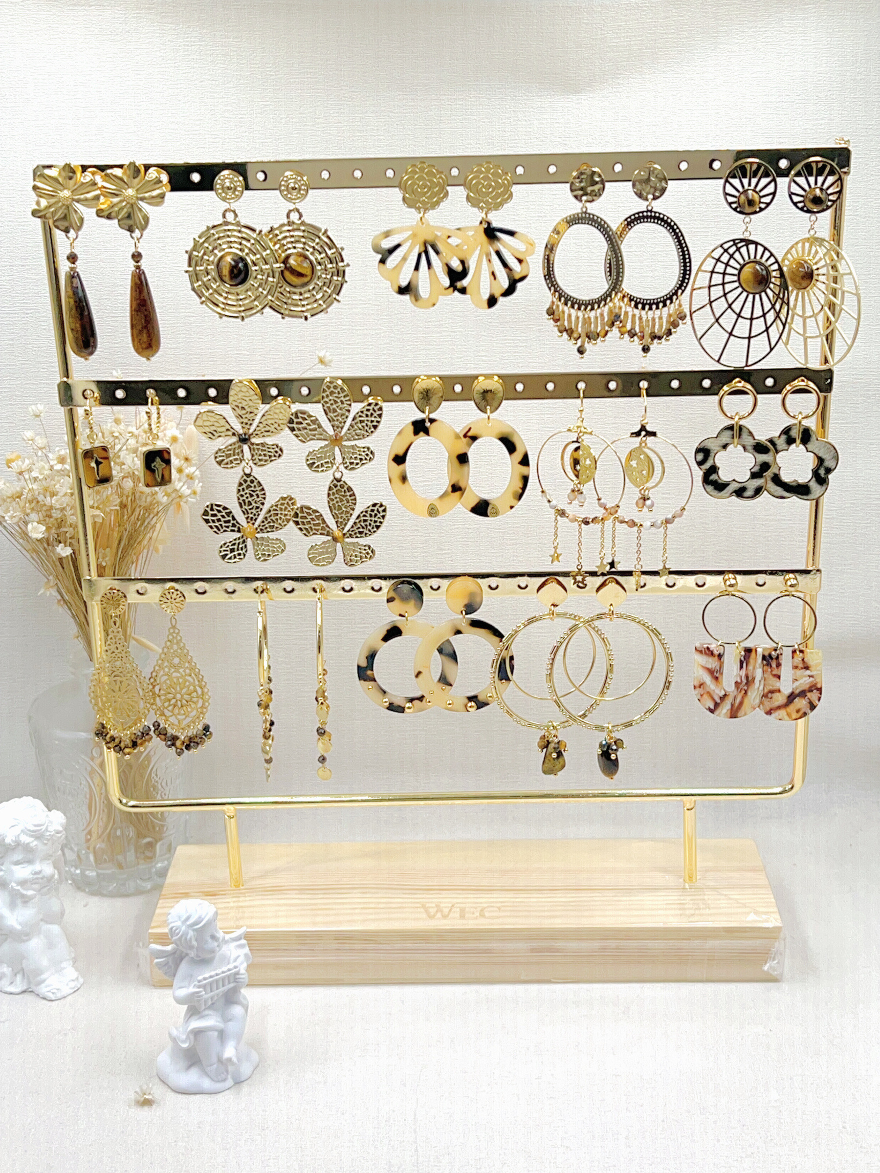 Grossiste WEC Bijoux - LOT DE 15 BOUCLES D'OREILLES EN ACIER INOXYDABLE+PRESENTOIR